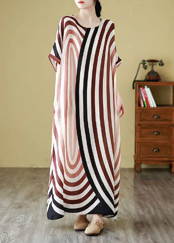 Diy Colorblock Oversized Striped Cotton Robe Dresses Summer