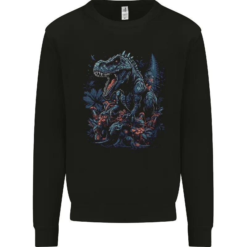 A T-Rex Dinosaur in a Prehistoric Forest Mens Sweatshirt Jumper