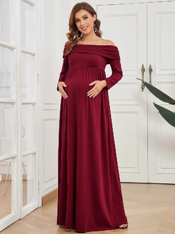 Long Sleeves Floor Length A Line Wholesale Maternity Dresses