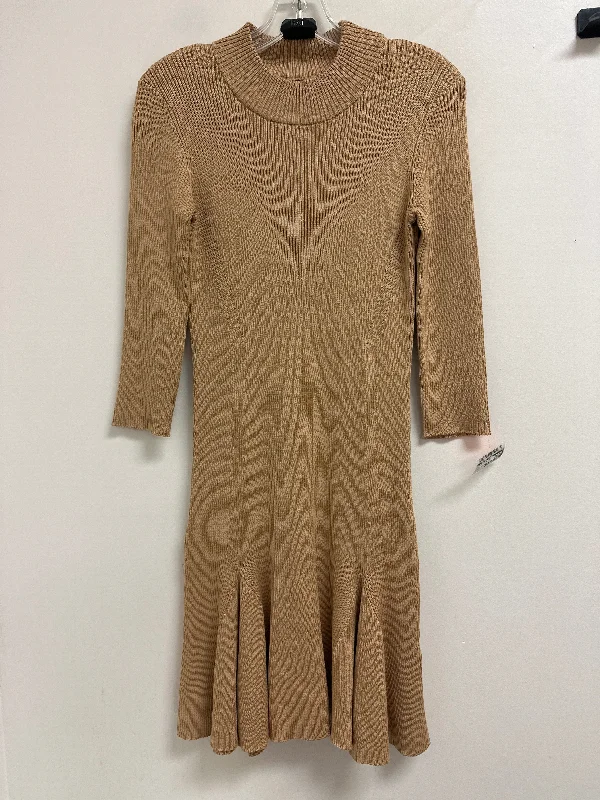 Dress Casual Midi By Clothes Mentor In Tan, Size: S