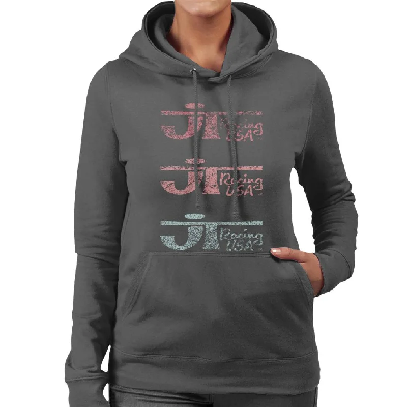 JT Racing Faded Trio Of Logos Women's Hooded Sweatshirt