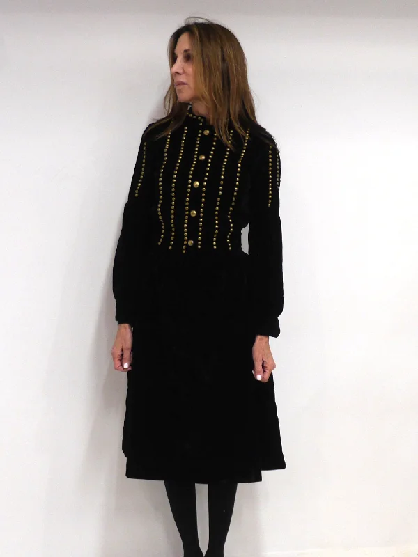 Tadina Studded A-Line Velvet Dress