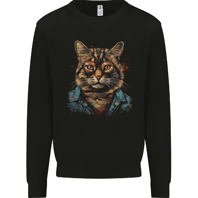 A Streetwise Cat With Glasses Mens Sweatshirt Jumper