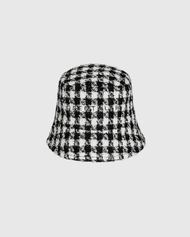 Tweed Houndstooth Suri Alpaca Bucket Hat