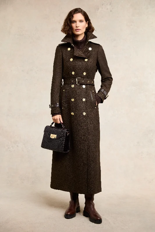 Full Length Marlborough Trench Coat (Chocolate Herringbone)