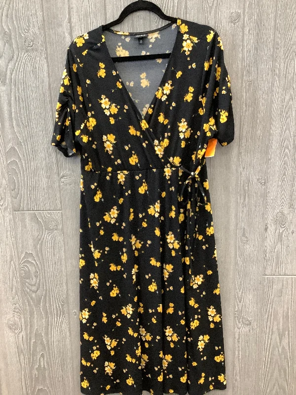 Dress Casual Midi By Torrid In Black & Yellow, Size: 2x