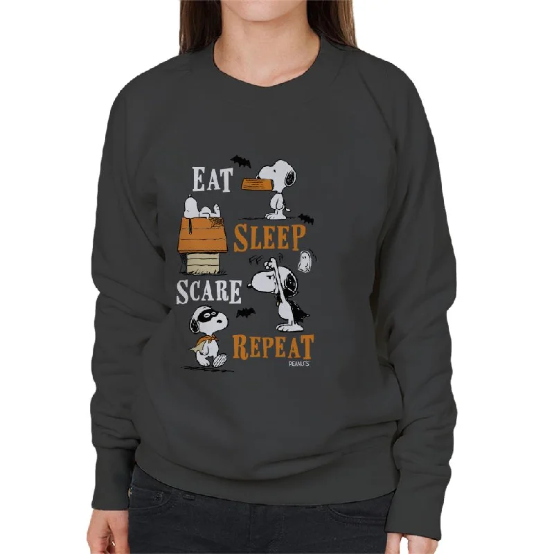 Peanuts Eat Sleep Scare Repeat Halloween Women's Sweatshirt