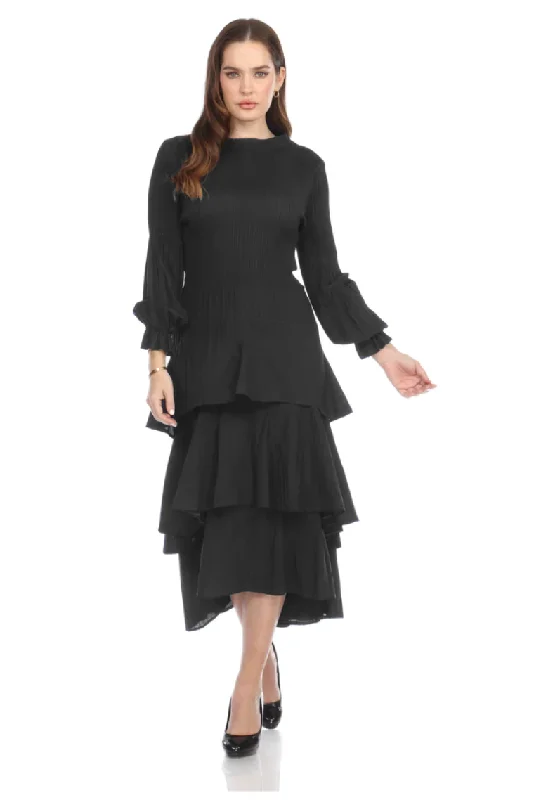 Veeca Long Sleeve Multi-Layer Dress