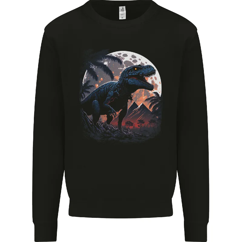 A T-Rex in Front of the Moon Dinosaurs Mens Sweatshirt Jumper