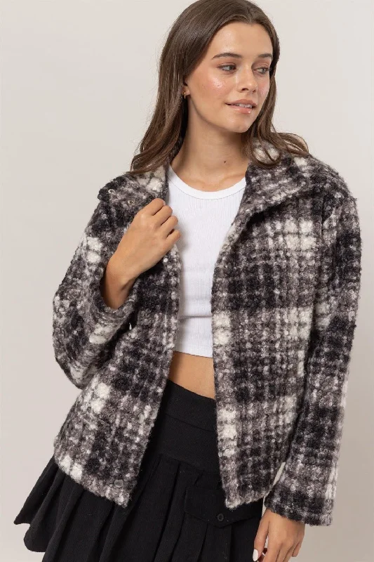 Plaid Boucle Jacket - Black