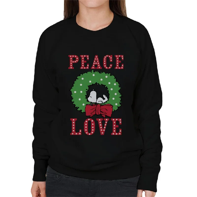 Peanuts Snoopy Sleeping In A Holly Wreath Women's Sweatshirt