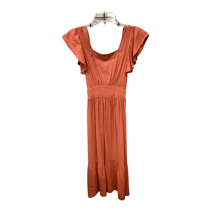 Dress Casual Midi By Clothes Mentor In Orange, Size: Xs