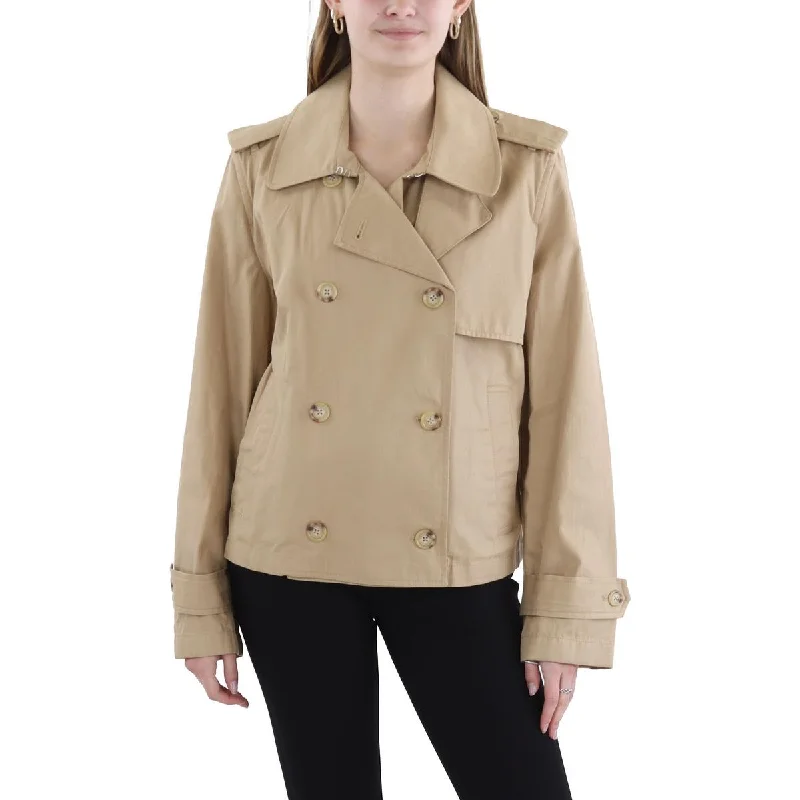 Womens Double-Breasted Short Trench Coat