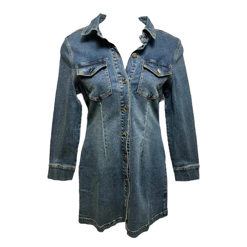 Le Disco Denim Minidress By Jen7 In Blue Denim, Size: M