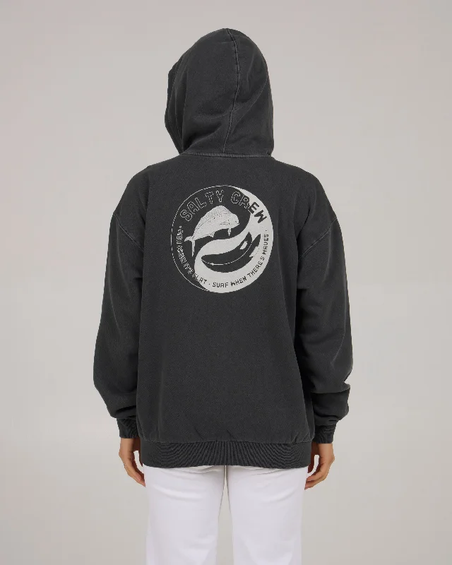 Fishin Yang Zip Hoody - Faded Black