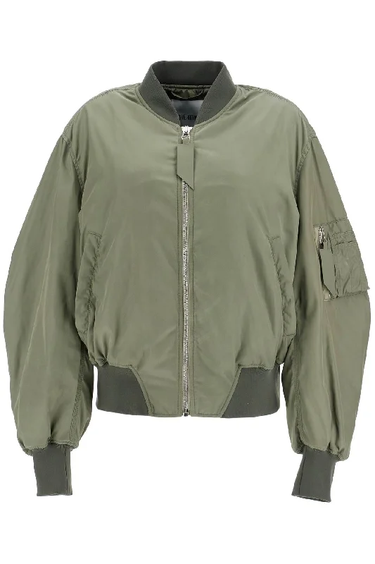 The Attico Women's Oversized Bomber Jacket With Puff Sleeves Military