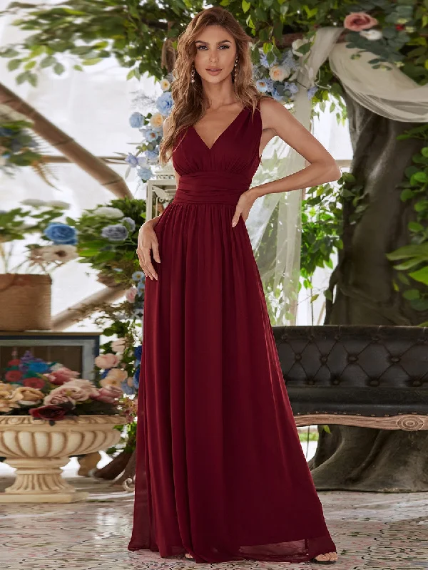 Custom Size Double V-Neck Elegant Maxi Long Wholesale Evening Dresses