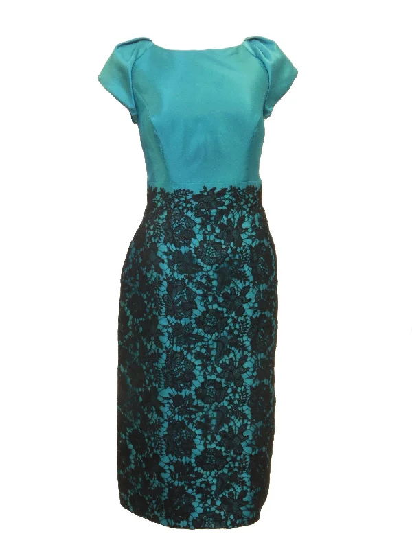 Love Teal and Lace Sheath Dress