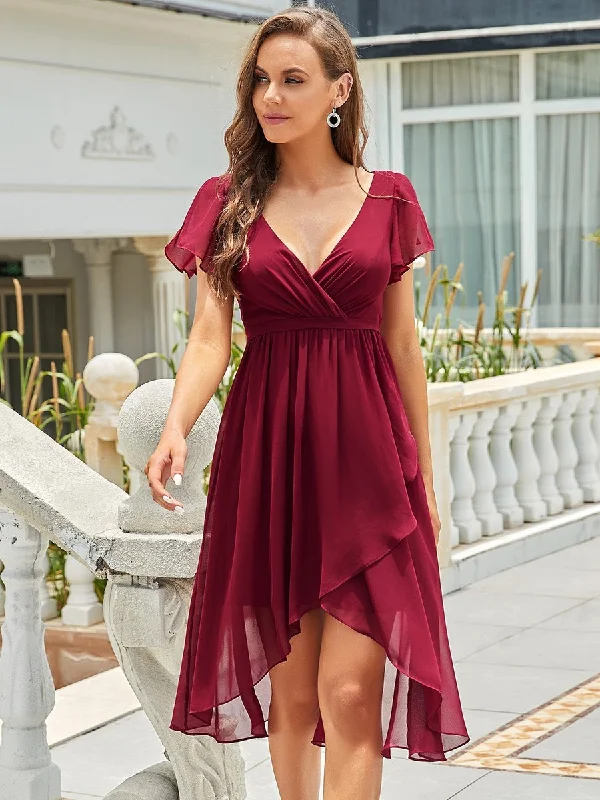 Hot Asymmetrical Hem Pagoda Sleeves Wholesale Bridesmaid Dresses