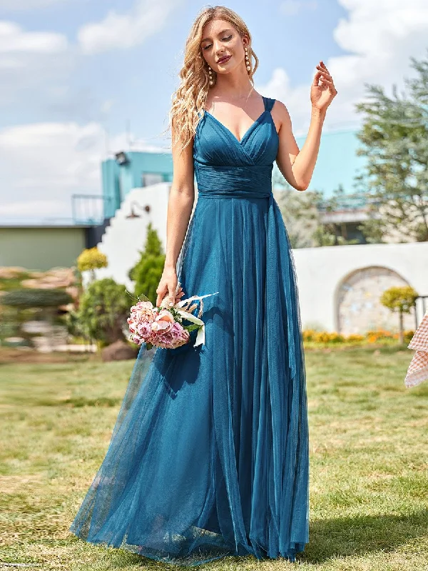 Floor Length Sleeveless Wholesale Maxi Bridesmaid Tulle Dresses