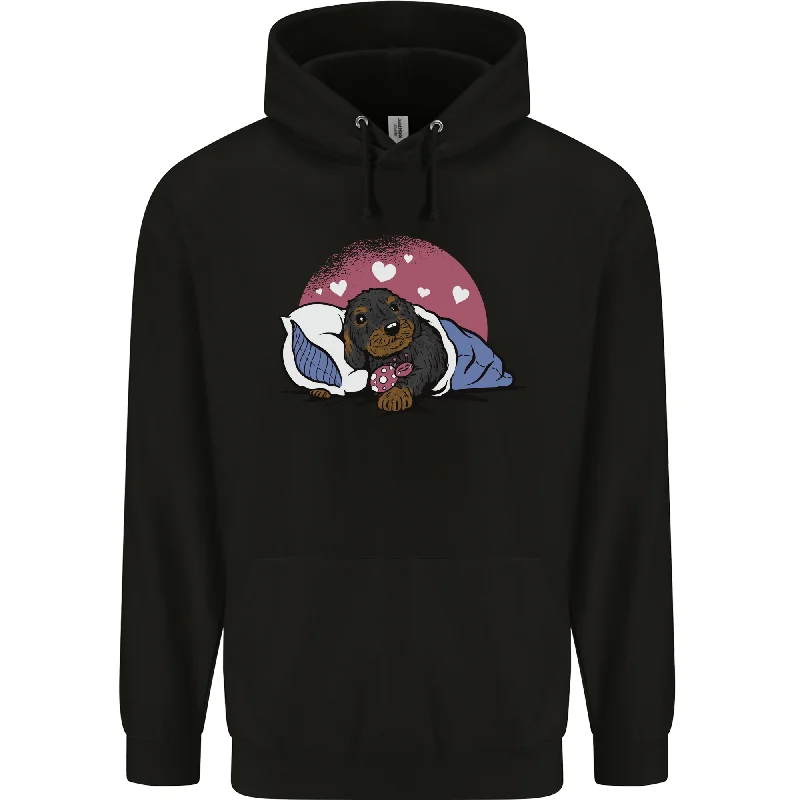 A Dachshund in Bed Dog Mens 80% Cotton Hoodie