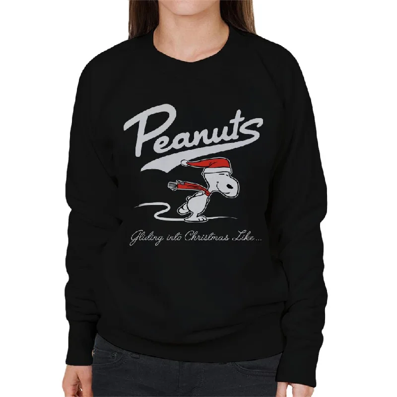 Peanuts Snoopy Gliding Into Christmas Like Women's Sweatshirt