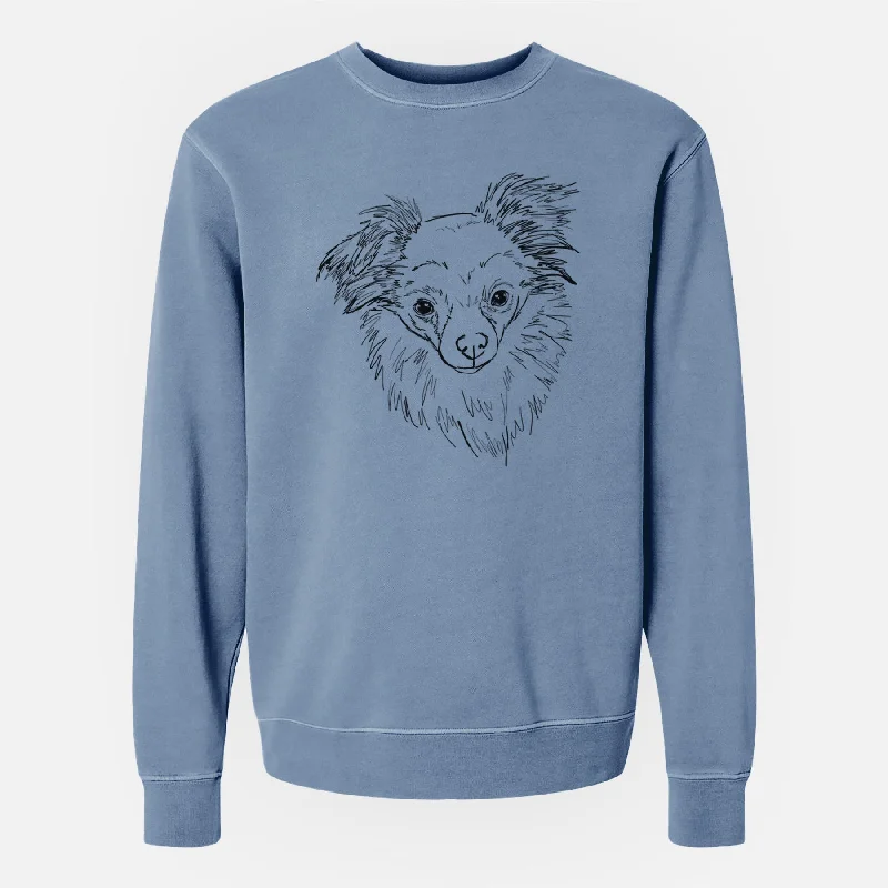 Doodled Charlie Brown the Chihuahua Mix - Unisex Pigment Dyed Crew Sweatshirt