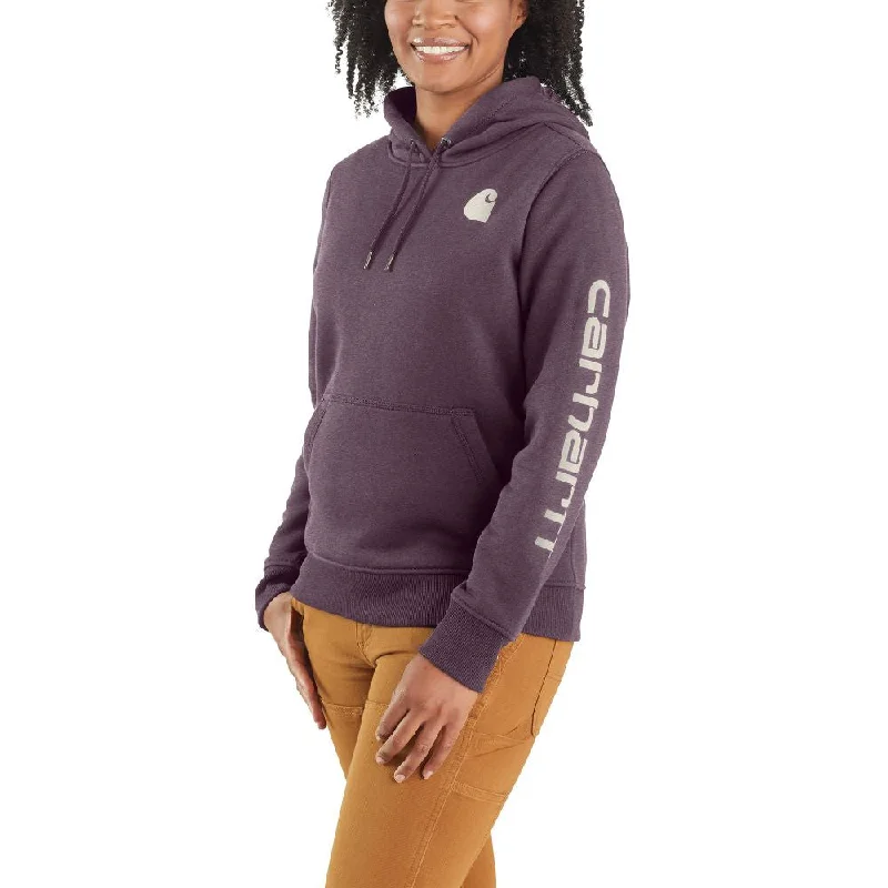 'Carhartt' Women's Clarksburg Sleeve Logo Hoodie - Blackberry Heather