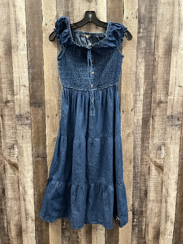 Dress Casual Midi By Cme In Blue Denim, Size: S