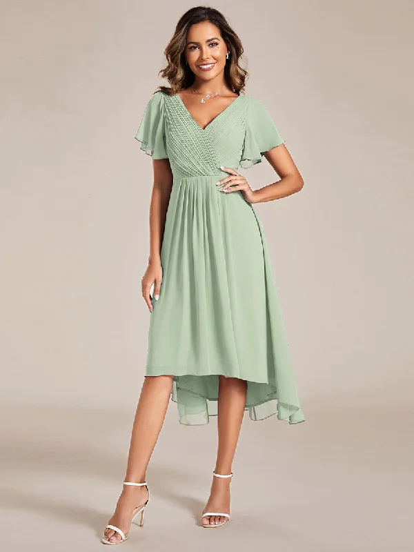 Pleated Ruffles Chiffon Wholesale Wedding Guest Dresses