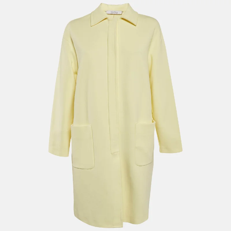 Max Mara Yellow Gabardine Single Breasted Long Coat M