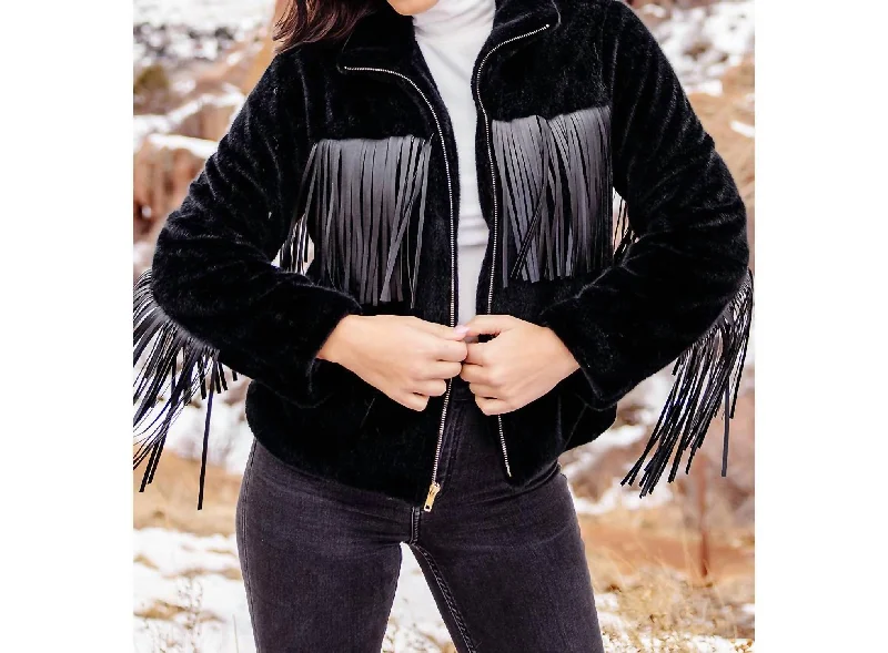 Farrah Fringe Jacket In Black