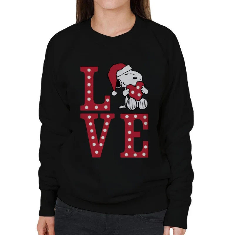 Peanuts Snoopy Holding Festive Lit Up Love Heart Women's Sweatshirt