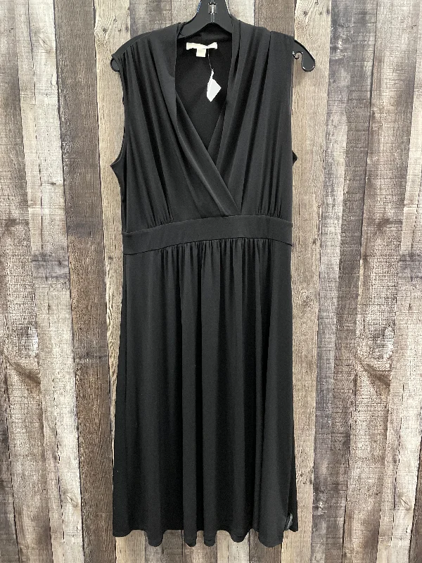 Dress Casual Midi By Michael Kors In Black, Size: Xl