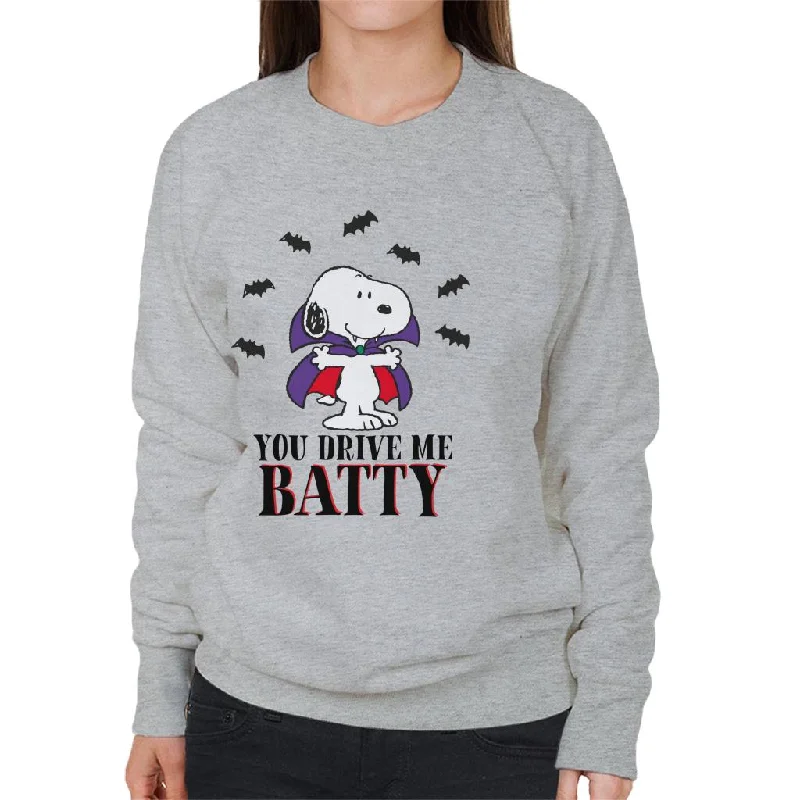 Peanuts You Drive Me Batty Halloween Snoopy Women's Sweatshirt