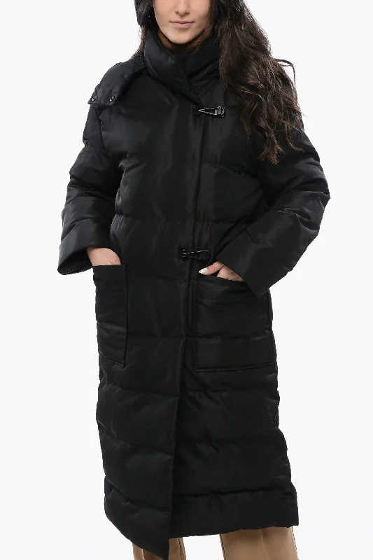 Allsaints Quilted Allana Maxi Jacket With Removable Hood