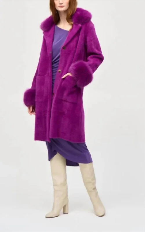 Casual Blend Winter Coat In Magenta