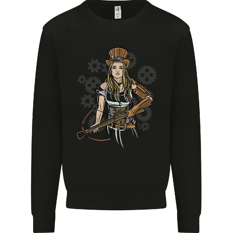 A Steampunk Woman With a Crossbow Mens Sweatshirt Jumper