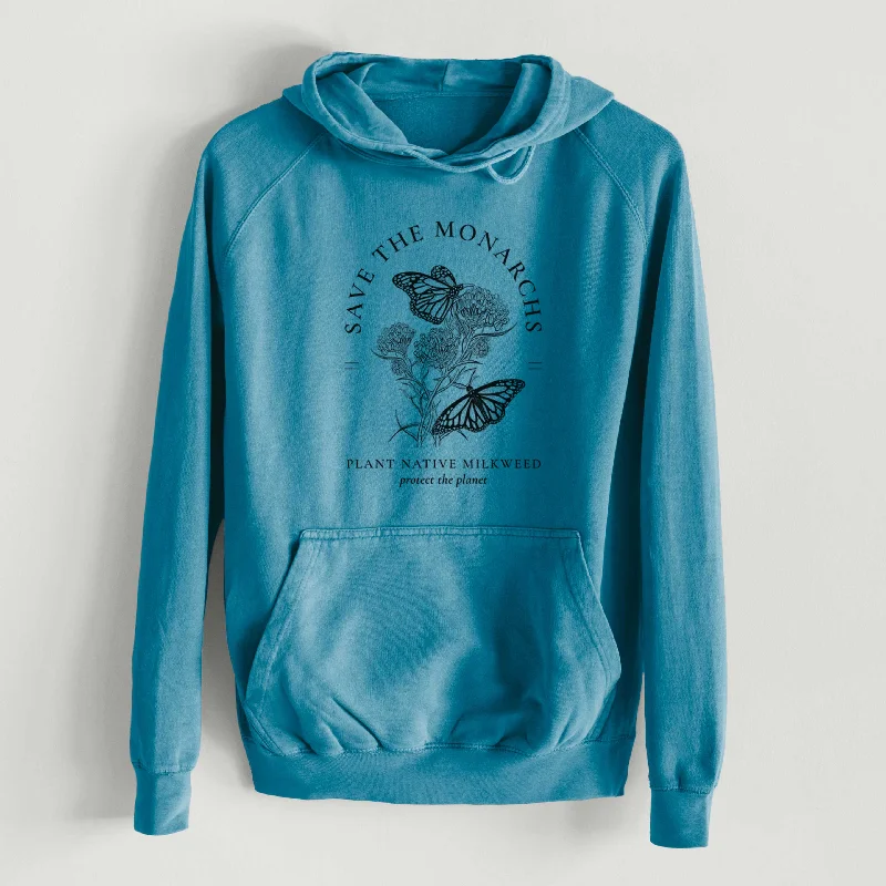 Save the Monarchs - Plant Native Milkweed  - Mid-Weight Unisex Vintage 100% Cotton Hoodie