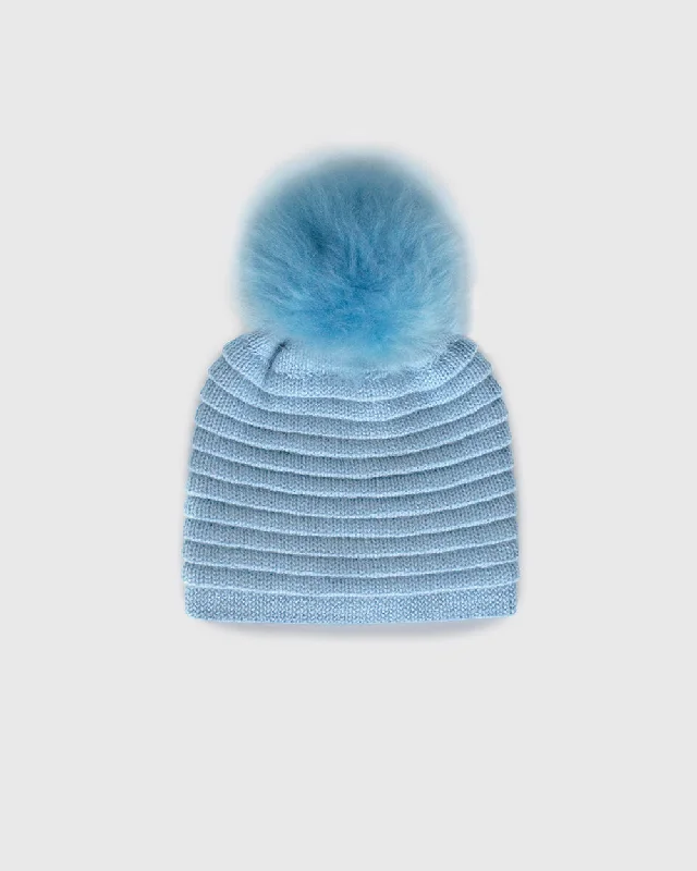 Adult Ribbed Hat With Oversized Fur Pompon