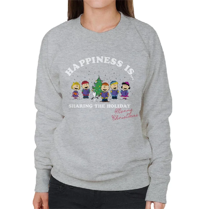 Peanuts Sharing The Holiday Christmas Women's Sweatshirt