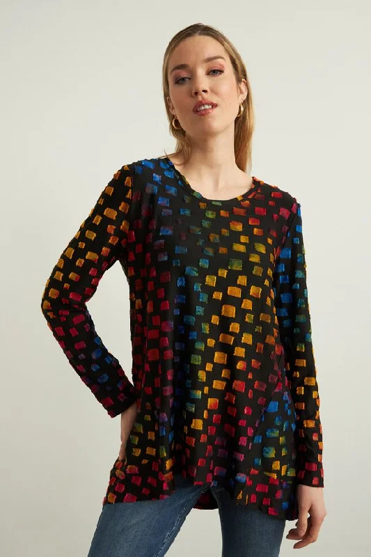 Joseph Ribkoff Geometric Jacquard Print Top