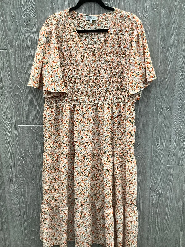 Dress Casual Midi By Polygram In Floral Print, Size: 3x