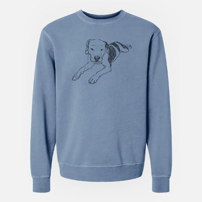 Doodled Emma Jean the Pitbull Mix - Unisex Pigment Dyed Crew Sweatshirt