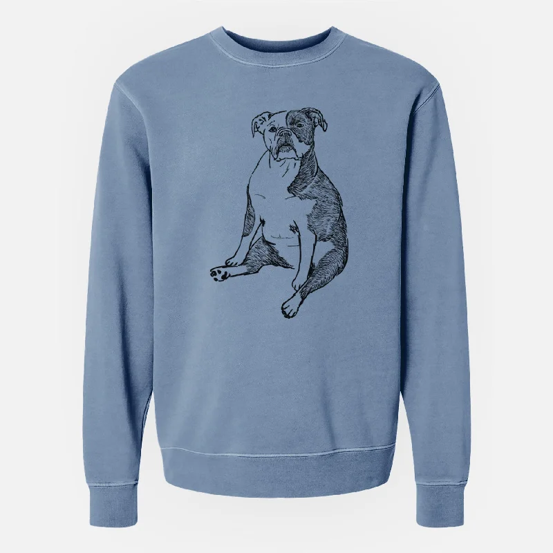 Doodled Phoebe the English Bulldog - Unisex Pigment Dyed Crew Sweatshirt