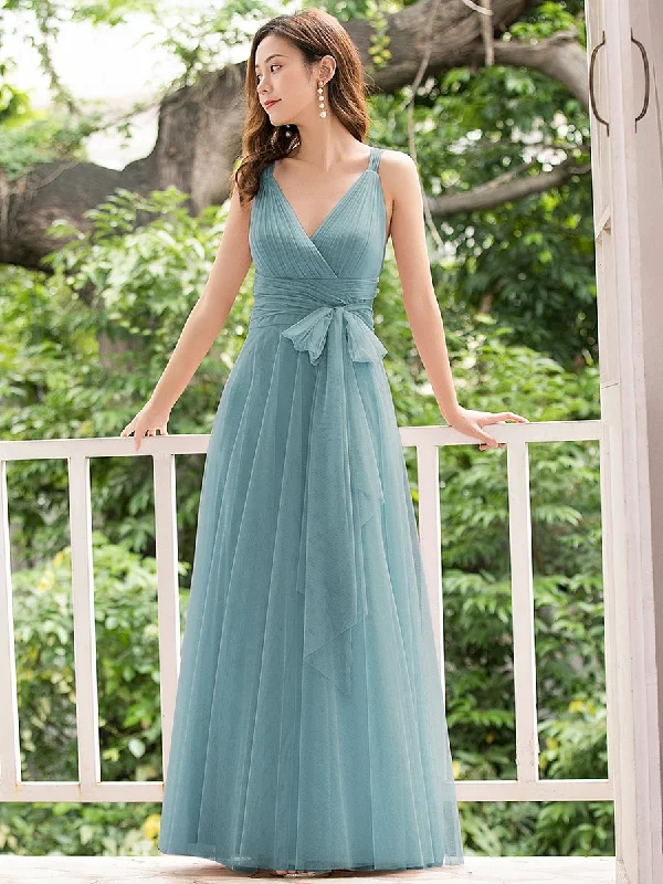 Floor Length Sleeveless Wholesale Tulle Bridesmaid Dresses