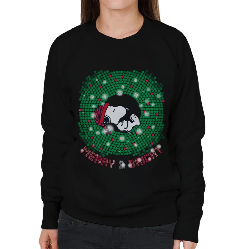 Peanuts Snoopy Asleep Merry And Bright Women's Sweatshirt