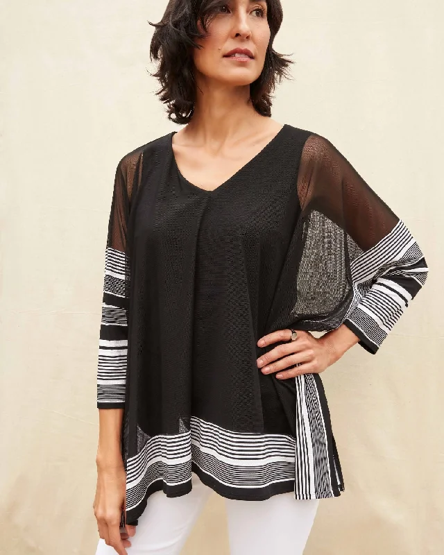 Joseph Ribkoff Stripe Print, chiffon Overlay Tunic